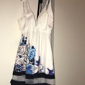 Floral, mesh trimmed, hard wire plunge, sundress